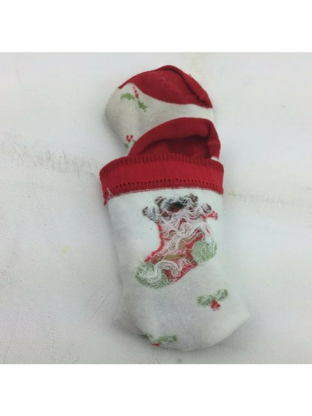 Vintage Christmas Bear Stocking Crew Socks Red Green Holly Berry